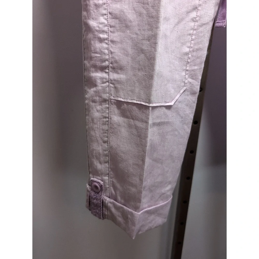 ANTHROPOLOGIE LACED LILAC LINEN CARGOS PANTS by‎ HEI HEI 29